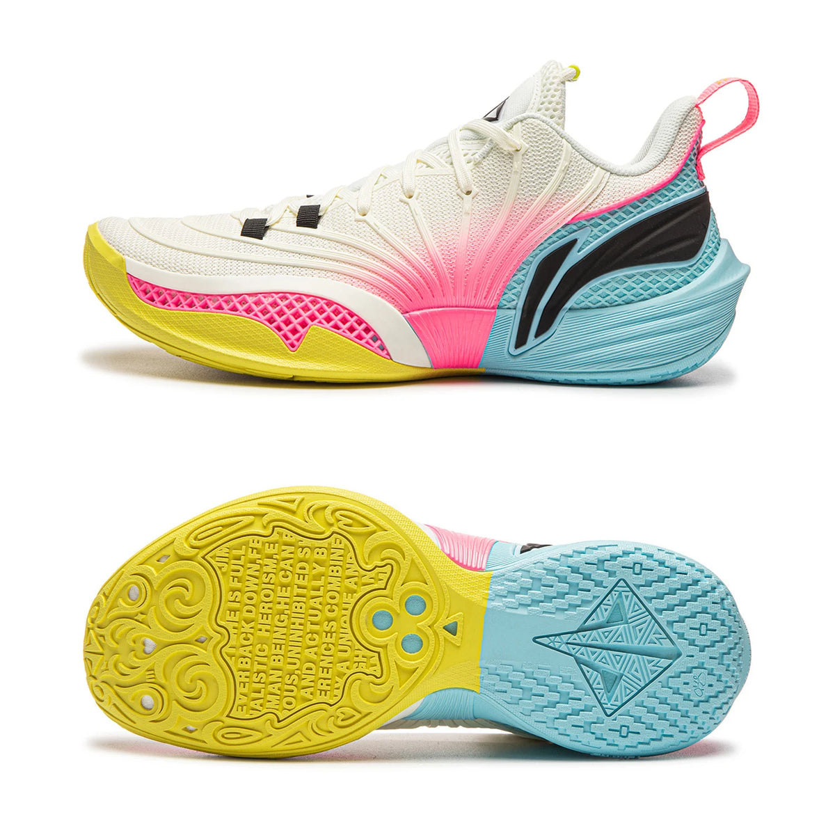 Zapatillas Li-Ning Buckets 2 crema, rosado y celeste